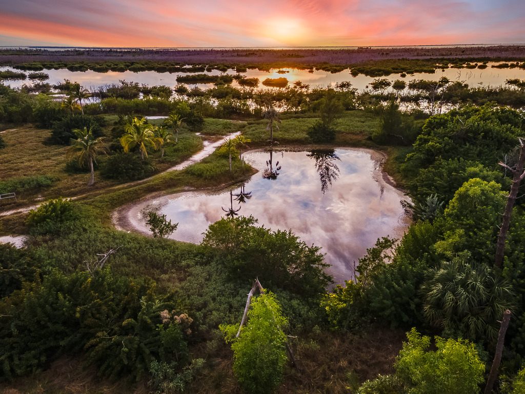 Aerial Twilight of a residential property in St. James City, FL
